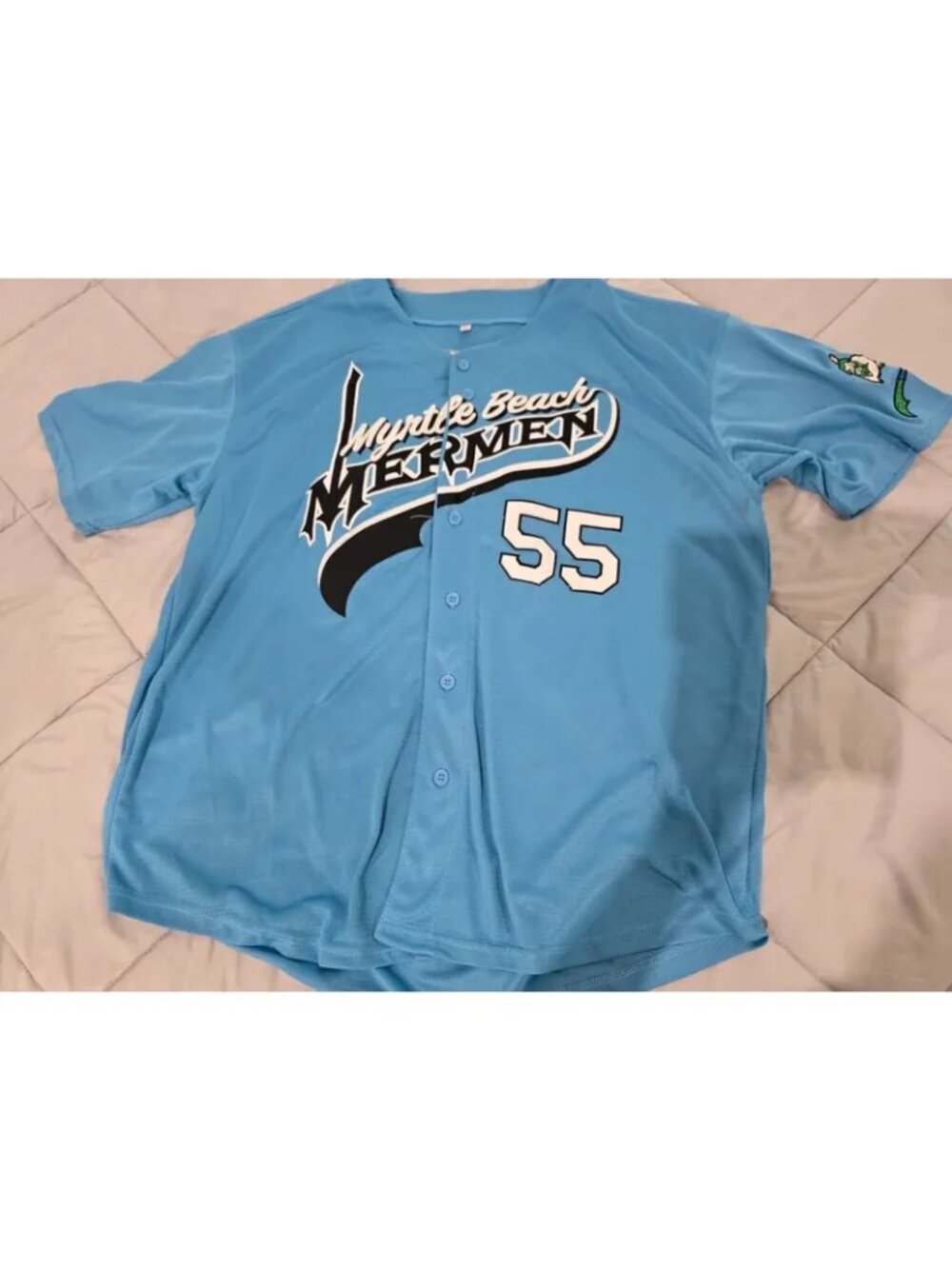 Kenny Powers #55 Myrtle Beach Mermen Baseball Jersey Stitched Blue XXL